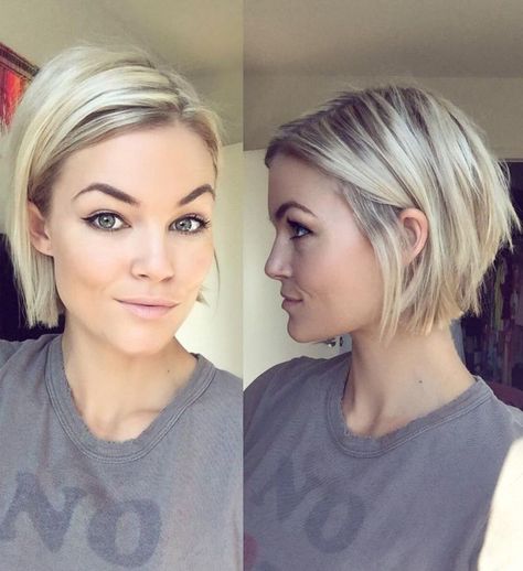 Blonde Chin-Length Bob Short Straight Bob Hairstyles, Straight Bob Hairstyles, Bob Hairstyles For Fine Hair, Penteado Cabelo Curto, Short Hairstyle, Haircuts For Fine Hair, Short Bob Hairstyles, Great Hair, Hairstyles Haircuts