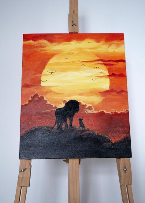 Lion King Artwork, Happy Fathers Day Painting Ideas, Fathers Day Art Painting, Lion King Acrylic Painting, Lion King Painting Ideas, Father's Day Painting Ideas, Father Painting Ideas, Painting Ideas Fathers Day, Painting Ideas For Father's Day