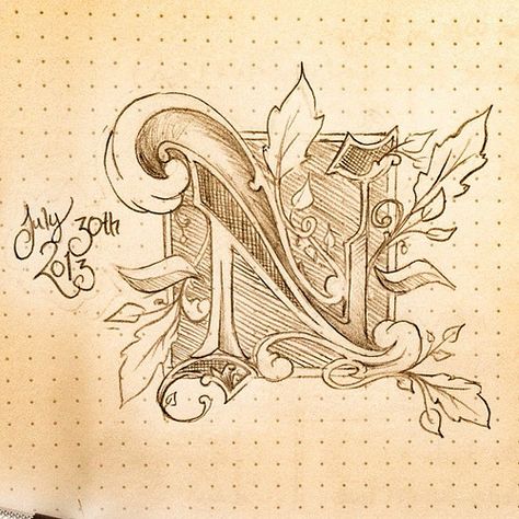 N Typography, Fancy Cursive Fonts, Alfabet Font, Fancy N, Typography Drawing, Tattoo Lettering Fonts, Typography Love, Fancy Letters, 1 Tattoo