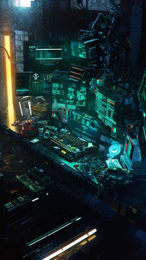 Tapet Hacker Room de Zash4 - a8 - Gratuit pe ZEDGE ™ Anime Technology Aesthetic, Hacker Room, Hacker Art, Cyberpunk Room, Yuumei Art, Ville Cyberpunk, Hacker Aesthetic, Hacker Wallpaper, Cyberpunk Aesthetic