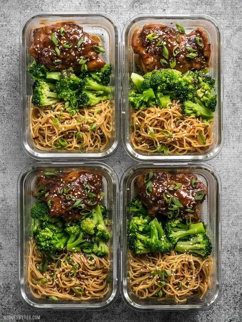 Sticky Ginger Soy Glazed Chicken Meal Prep Box, with tender broccoli Soy Glazed Chicken, Chicken Cooking, Best Meal Prep, Low Carb Meal, Dinner Meal Prep, Make Ahead Lunches, Glazed Chicken, Makanan Diet, Chicken Meal Prep