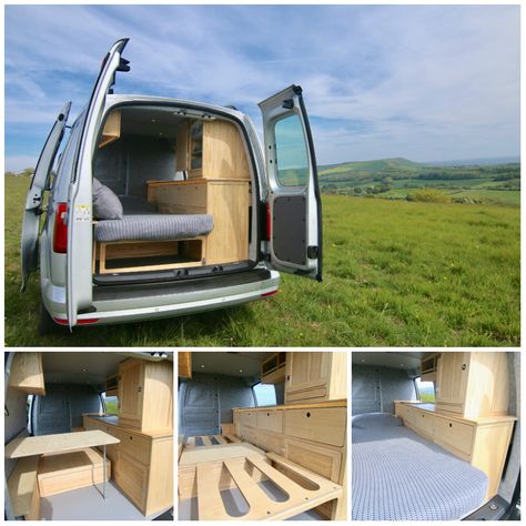 Campervan Beds Ideas, Vw Caddy Maxi Camper Conversion, Caddy Van Conversion, Vw Caddy Conversion, Vw Caddy Maxi Camper, Caddy Maxi Camper, Vw Caddy Maxi Life, Micro Camper Diy, Vw Caddy Maxi