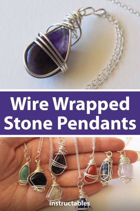 Diy Stone Necklace Wire, Wrapping Gemstones Diy, How To Make Jewelry From Rocks, How To Make Crystal Necklace Wire Wrap, How To Wrap Gems In Wire, Basic Wire Wrapping Techniques, How To Make Gemstone Jewelry, Wiring Stones Pendant Necklace, Wire Wrap Gemstone