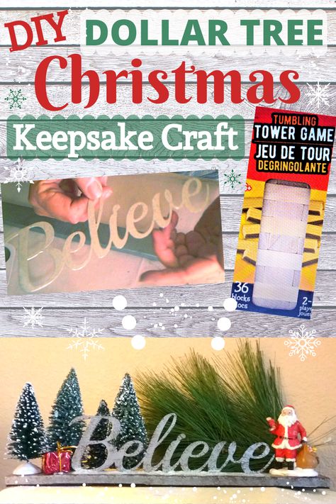 🎄Special Dollar Tree Believe Christmas Decoration and Keepsake! In need of an Easy Christmas DIY gift for that someone special ... they will love this! Give the gift of that powerful word Believe!!❤️ Christmas Crafts Jenga Blocks, Jenga Block Christmas Crafts Diy, Jenga Diy Crafts, Jenga Blocks Christmas Crafts, Christmas Blocks Wooden Diy, Jenga Crafts Ideas, Jenga Block Christmas Crafts, Diy Christmas Keepsakes, Jenga Block Ornaments