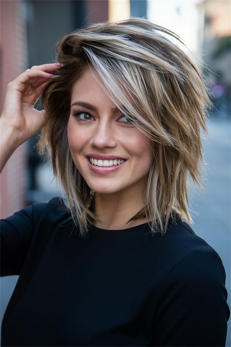 Discover the stunning fusion of balayage hair and the trendy wolf cut! This versatile look works beautifully on chin length, medium length, and shoulder length styles, allowing you to flaunt soft, subtle highlights or bold money piece highlights. Whether you prefer a low-maintenance brunette or vibrant blonde with dark roots, this haircut is perfect for any season. #BalayageHair #WolfCut #HairInspo #Highlights #HairGoals Blond Chunky Highlights, Wolf Cut Shoulder Length Hair, Winter Blonde Highlights, Textured Lob Haircut Mid Length, Choppy Mid Length Hair, Dark Root Balayage, Bold Money Piece, Shoulder Length Styles, Money Piece Highlights