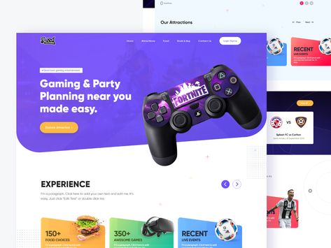 Gaming Hub - Landing Page by Shashank Kaushik Game Studio Website, Gaming Landing Page, Gaming Website Design, Game Landing Page, Gaming Ads, Webpage Layout, Game Website, Gaming Website, App Interface Design