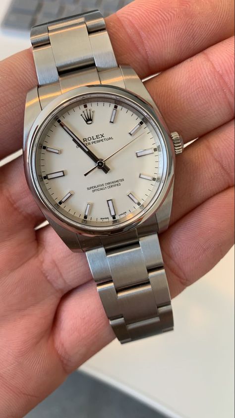 Classy Watch, Rolex Watches For Men, Dream Watches, White Watch, Rolex Men, Watch Lover, Vintage Rolex, Rolex Oyster Perpetual, Rolex Oyster