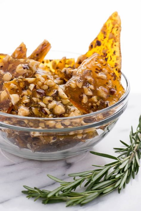 Recipe: Hazelnut-Rosemary Brittle | Kitchn Hazelnut Brittle, Hazelnut Recipes, Dreamy Desserts, Gift Homemade, Recipes Savory, Brittle Recipes, Easy Sweets, Homemade Dessert, Classic Candy