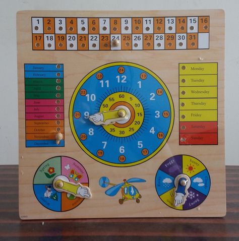 Wooden clock , calander and weather (TS-T-65) Easy Math Activities, Easy Math, November Aesthetic, Creative Math, Math Crafts, Teaching First Grade, 1 April, Math Tricks, Wooden Clock