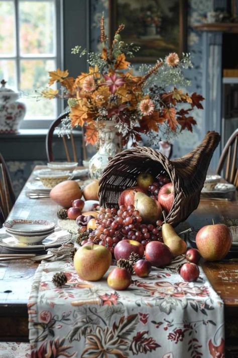 60 Fall Decor Ideas: Transform Your Home With Seasonal Charm Fall Cottage Core Decor, Fall Tablescapes Farmhouse, Winter Decor Ideas, Thanksgiving Cornucopia, Fall Cottage, Cottage Core Decor, Fall Decorating Ideas, Fall Decor Ideas, Autumn Table