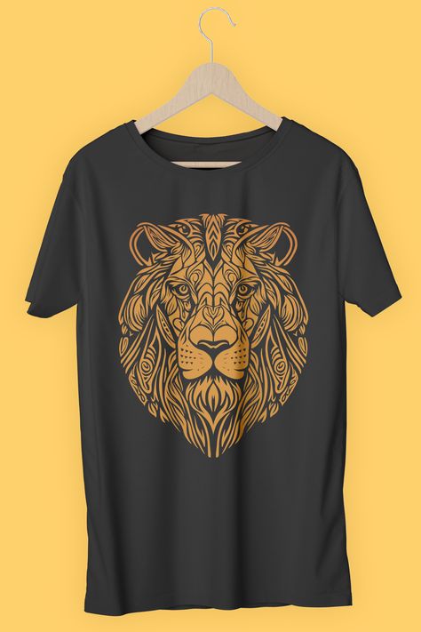 Visit to use this design for many more items. Lion Tshirt Design, Trending Tees, Lion Tshirt, Tshirt Design Men, King Tshirt, Simple Tshirt, The Lion King, Tshirt Design, The Lion