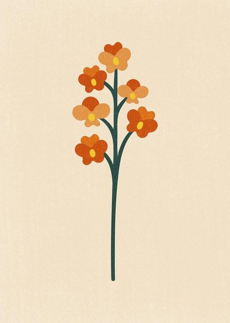 Orange flower clipart, aesthetic nature cartoon illustration | free image by rawpixel.com / Tang Flowers Cartoon Aesthetic, Orange Cartoon Aesthetic, Orange Aesthetic Drawing, Orange Flowers Drawing, Orange Things To Draw, Orange Aesthetic Poster, Orange Flowers Painting, Orange Ios, Flower Painting Easy