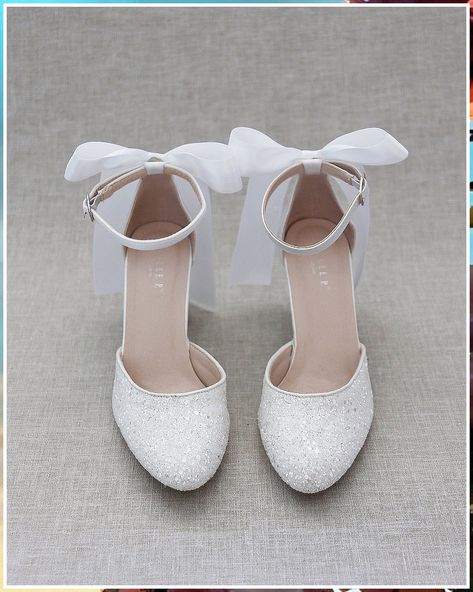 Winter Wedding Heels - Love what you found? Please don't hesitate to visit for more - Click to Visit IMMEDIATELY! Quinceanera Shoes Low Heels, White Glittery Heels, White Sparkly Shoes, Cute Prom Shoes, Silver Shoes Wedding, Wedding Low Heels, Birthday Heels, Quince Heels, Sparkly White Dress