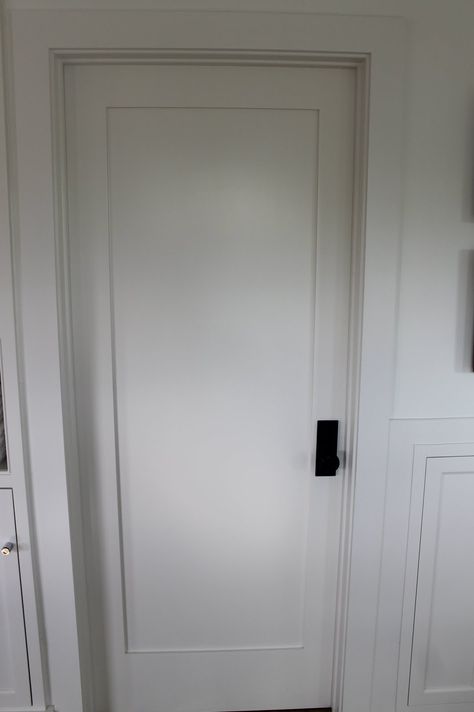 . Single Panel Shaker Doors Interior, Single Panel Door Interior, Single Panel Interior Doors, Single Panel Shaker Door, Shaker Doors Interior, Bathroom Fixer Upper, Shaker Interior Doors, White Painted Brick, Panel Doors Interior