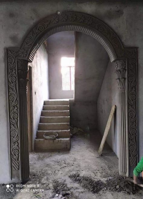 Ceiling Cement Design, Arch Design Living Room With Cement, Simple Arch Design For Hall, Duplex Elevation, Curtain Ideas For Living Room, Aladdin Wedding, Archways In Homes, Arch Designs For Hall, Arch Designs