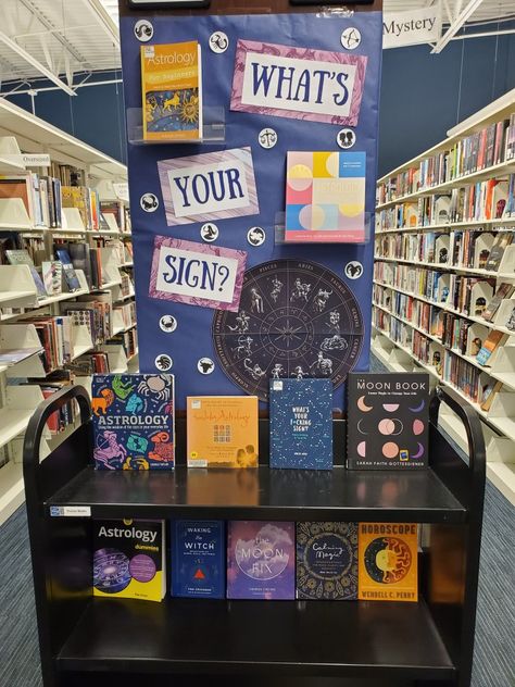 Library Book Displays, Book Displays, Library Display, Moon Book, Dream Library, Library Displays, Book Display, Library Books, Astrology