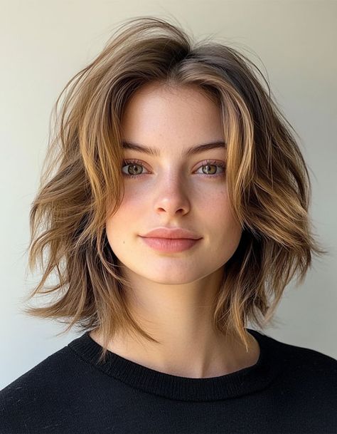 Textured Mid-Length Bob, Chic Bob Hairstyle Bob Hairstyles Textured, Mid Neck Bob, Mid Neck Length Hair, Mid Short Hair, Mid Length Bob, Chic Bob Hairstyles, Neck Length Hair, Hairstyles For Seniors, Mid Length Bobs