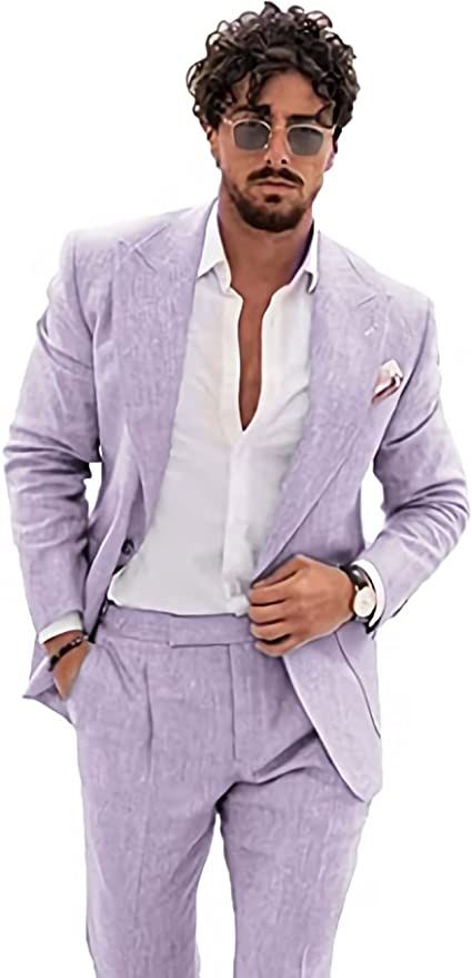 Amazon.com: Wangyue Men's 2-Piece Linen Suit Casual Slim Fit Vintage Suits Groomsmen Tuxedos Wedding Summer Beach Blazer Pants Set : Clothing, Shoes & Jewelry Seersucker Wedding, Suits Groomsmen, Tuxedos Wedding, Blazer Pants Set, Linen Suits For Men, Summer Wedding Suits, Best Designer Suits, Summer Suits Men, Groomsmen Tuxedos