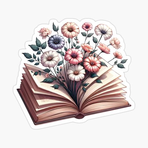 Get my art printed on awesome products. Support me at Redbubble #RBandME: https://www.redbubble.com/i/sticker/Reading-addiction-Vintage-Floral-Book-Bloom-Illustration-by-Unitepeople/158697603.EJUG5?asc=u Bloom Illustration, Pink Books, Plastic Stickers, Floral Stickers, Aesthetic Vintage, Sticker Book, Profile Pictures, Book Illustration, Book Lovers Gifts