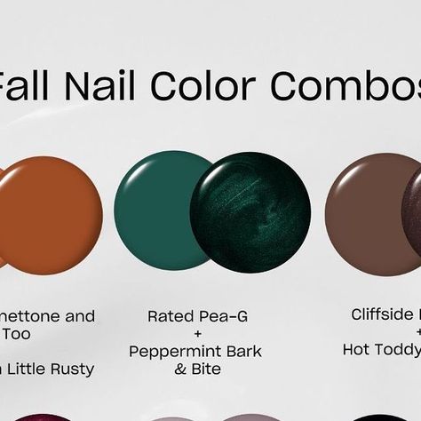 Nail Combinations Color Combos, Fall Nail Color Combos, Fall Dip Colors, Multi Colored Nails Fall, Fall Multicolor Nails, Opi Colors Chart, Opi Fall Nails, Multicolor Manicure, Fall Mani Pedi Combos