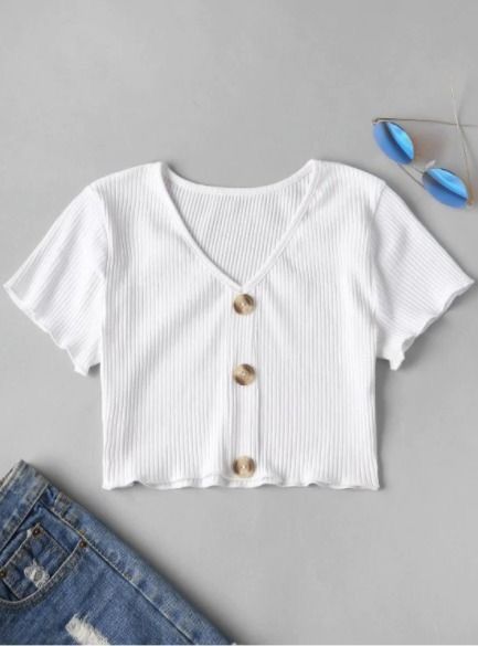 White Crop Top Outfit Casual, Cropped Top Outfits, White Crop Top Outfit, Teen Crop Tops, Crop Tops For Kids, Diy Vetement, Crop Top Hoodie, Summer Crop Tops, Ribbed Crop Top