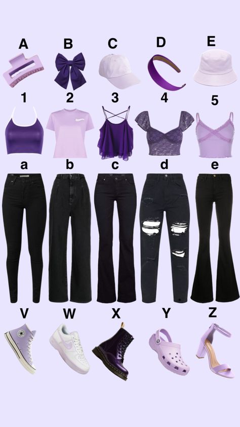 Summer Purple Outfit Ideas, Olivia Tour Outfits Ideas, Dark Purple Concert Outfit, Purple Inspired Outfits, Purple Outfits Concert, Purple Concert Outfit Ideas, Dark Purple Aesthetic Clothes, Purple Outfits Casual, What To Wear To Olivia Rodrigo Concert