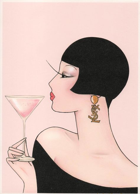 Pink Martini Limited Edition Artprint Madame Dabi Gift for Her Art Deco Print - Etsy Canada Art Deco Portrait, Art Deco Print, Beautiful Sketches, Pink Martini, Image 3d, Limited Edition Art Print, Mid Century Art, Limited Edition Art, Gold Ink