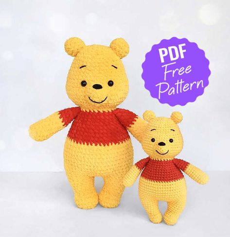 Pooh Crochet, Winnie Poo, Disney Crochet Patterns, Bear Patterns Free, Crochet Bear Patterns, Crochet Toys Free, Crochet Teddy Bear Pattern, Crochet Disney, Pola Amigurumi