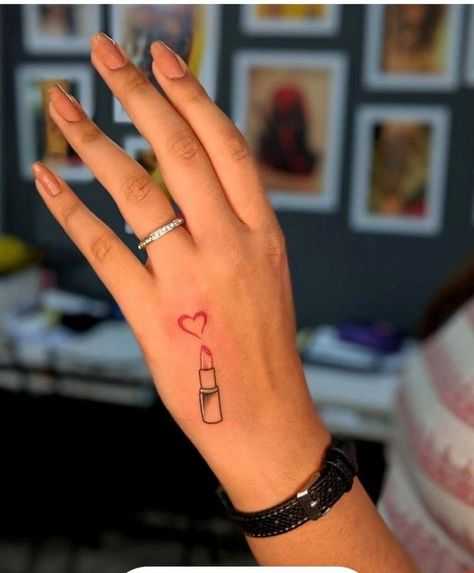 Cosmetology Tattoos, Symmetrical Tattoos, 27 Tattoo, Lipstick Tattoos, Pretty Hand Tattoos, Machine Tattoo, Writing Tattoos, Petite Tattoos, Hand Tattoos For Women