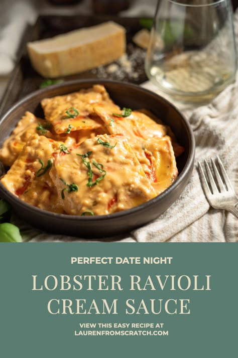 Cream Sauce For Lobster Ravioli, Ravioli Cream Sauce, Sauce For Lobster Ravioli, Sauce For Lobster, Ravioli Sauce Recipe, Lobster Ravioli Sauce, Lobster Cream Sauce, Wine Cream Sauce, Ravioli Sauce