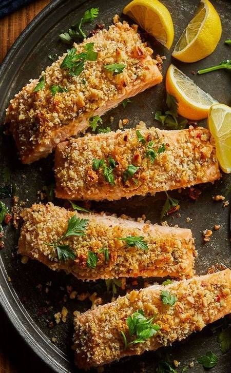 Cómo hacer #Salmón con costra crujiente de nueces - #Recetas Caseras Walnut Crusted Mahi Mahi, Walnut Rosemary Crusted Salmon, Walnut Crusted Salmon, Crusted Salmon Recipes, Flax Meal, Overnight Oat, Easy Salmon Recipes, Crusted Salmon, Resep Diet