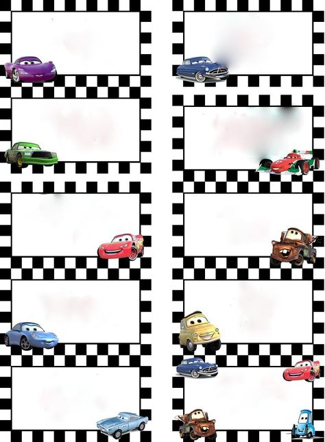 Disney Cars Food labels. This would be a great print & cut cameo file for food labels, name tags, etc! Cars Birthday Printables Free, Cars Party Printables Free, Lightning Mcqueen Food Labels, Cars Party Food Labels, Disney Cars Food Labels, Cars Classroom Theme Disney, Disney Cars Classroom Theme, Disney Pixar Cars Birthday Party Free Printable, Disney Cars Themed Food