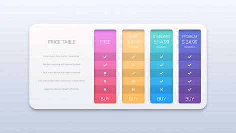 Creative Data Table Design, Plan Table, Table Template, Pricing Templates, Infographic Inspiration, Data Table, Bill Template, Creative Tables, Pricing Table