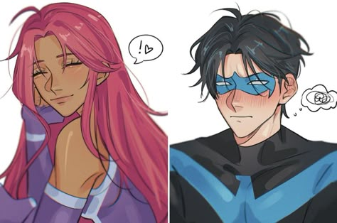 Robin X Starfire, Jhin League Of Legends, Kagami Kuroko, Nightwing Robin, Robin Starfire, Titans Fanart, Raven Beast Boy, Nightwing And Starfire, Original Teen Titans