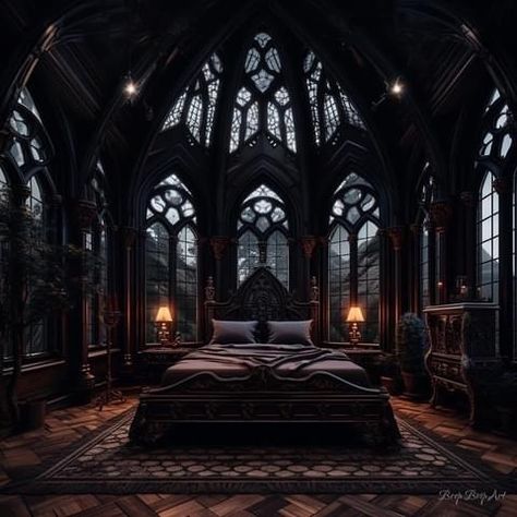 Gothic Luxury Bedroom, Gothic Mansion Interior Bedrooms, Vampire Aesthetic Bedroom, Castle Bedroom Aesthetic, Victorian Mansion Aesthetic, Goth Victorian House, Gothic Mansion Interior, Gothic Bedroom Aesthetic, Victorian Gothic Bedroom