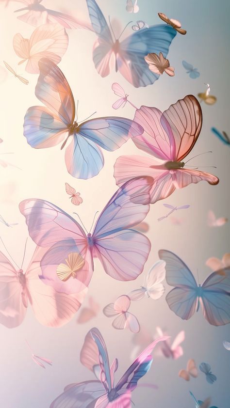 Retro Butterfly Aesthetic, Soft Butterfly Aesthetic, Butterflies Wallpaper Aesthetic, Pretty Butterfly Wallpapers, Pink And Blue Wallpaper Aesthetic, Pink And Blue Aesthetic Wallpaper, Flower Butterfly Wallpaper, 3d Butterfly Wallpaper, Butterfly Homescreen