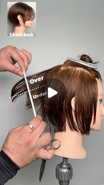 A Line Pixie Haircut, Haircuts For Short Necks, How To Cut Layers In Short Hair, Layered Short Haircut, Bob Layer, Layered Bob Cut, Trim Your Own Hair, Seung Hwan, Choppy Bob Haircuts