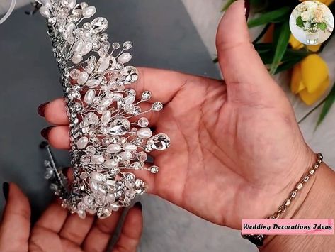 How to Make Elegant Pearl and Crystal Wedding Crown #tutorial | pearl, tutorial | How to Make Elegant Pearl and Crystal Wedding Crown #tutorial | By Wedding Decoration Ideas Diy Crystal Crown, Pearl Tutorial, Tiara Diy, Bead Crown, Crystal Wedding Crown, Crown Tutorial, Crown Making, Pearl Crown, Crystal Crown Wedding