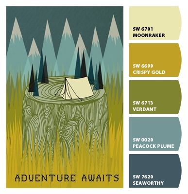 Instantly turn any picture into a palette with ColorSnap, created for you by Sherwin-Williams. Camping Colour Palette, Adventure Colour Palette, Mountain Cabin Color Palette, Adventurous Color Palette, Camping Color Palette, Camp Color Palette, Adventure Color Palette, Outdoors Nursery, Sherwin Williams Color Palette