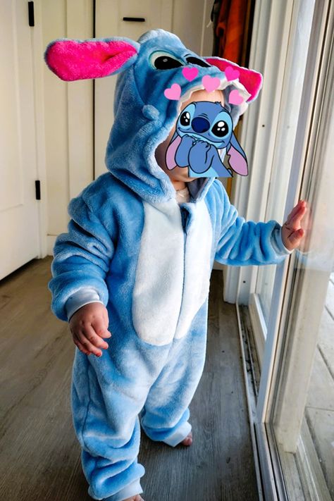 Toddler Stitch Costume Unique Toddler Costumes, Cute Toddler Halloween Costumes, Funny Toddler Halloween Costumes, Stitch Costume, Outfit Suit, Baby Flannel, Animal Onesie, Onesie Costumes, Easy Toddler