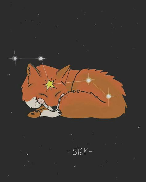 Fox And Stars Tattoo, Space Fox Tattoo, Fox Constellation, Fox Tattoo Sketch, Constellation Drawing, Fox Background, Sketchbook Cover, Fox Tattoo, Constellation Tattoos