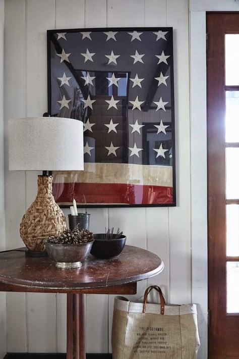 Divine Design Inspiration :: The American Flag — The Entertaining House Framed American Flag, Entertaining House, American Flag Decor, Framed Flag, July Decor, Flag Art, Patriotic Decor, Upcycling Ideas, Divine Design