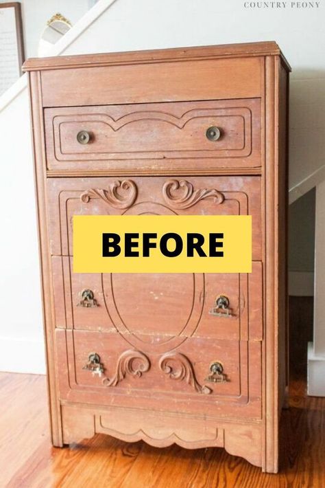 Decorating on a budget is easy with this milk paint upcycling project. Check out the before and after furniture flip idea for this old tall dresser for your bedroom. #diy #dresser #makeover Dresser Painting Ideas Creative, Dresser Painting Ideas, Dresser Painting, Diy Dresser Makeover, Furniture Flip, Dressers Makeover, Diy Chalk Paint, Tall Dresser, Diy Dresser