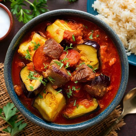 Cooking up Joy - Made with love: Savory Khoresht Bademjan: Persian Eggplant Stew Khoresht Bademjan, Persian Eggplant, Persian Stew, Eggplant Stew, Canning Diced Tomatoes, Jollof Rice, Pasta Primavera, Eastern Cuisine, Persian Food