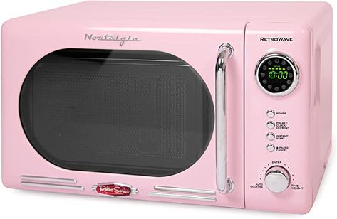 Amazon.com: Nostalgia Retro 0.7 Cubic Foot 700-Watt Countertop Microwave Oven, Cu. Ft, Pink : Everything Else Pink Microwave, Rooms Decoration, Couleur Rose Pastel, Countertop Microwave Oven, Chrome Door Handles, Countertop Microwave, Cooking Set, Pink Kitchen, Cute Kitchen