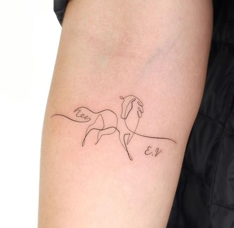 Horse Tattoo Meaning, Small Horse Memorial Tattoo, Horse Tattoo Memorial, Aesthetic Horse Tattoo, Cute Horse Tattoos, Western Tattoo Ideas For Women, Running Horse Tattoo, Memorial Horse Tattoo, Horse Tattoos For Women