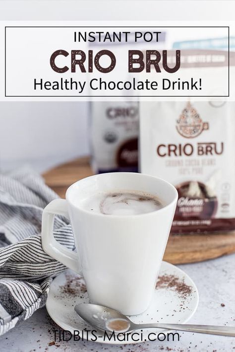 Instant Pot Crio Bru is a healthy, warm, chocolate drink that can be brewed quickly and easily in a pressure cooker.  Drink it hot or cold, it's amazing! #criobru #chocolatedrink #hotchocolate Insta Pot Hot Chocolate, Insta Pot Beans No Soak, Brown Rice In Pressure Cooker, Quick Cook Brown Rice Instant Pot, Adventures Of A Nurse Instant Pot, Crio Bru, Paleo Apple Crisp, Peanut Butter Substitute, Chocolate Covered Banana Bites