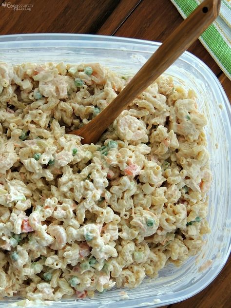 Creamy Shrimp & Tuna Macaroni Salad Macaroni And Shrimp Salad Recipes, Seafood Macaroni Salad, Macaroni Salad With Tuna, Mac Salad With Tuna, Healthy Tuna Macaroni Salad, Macaroni Salad With Tuna And Peas, Seafood Macaroni, Shrimp Macaroni Salad, Tuna Mac Salad With Peas