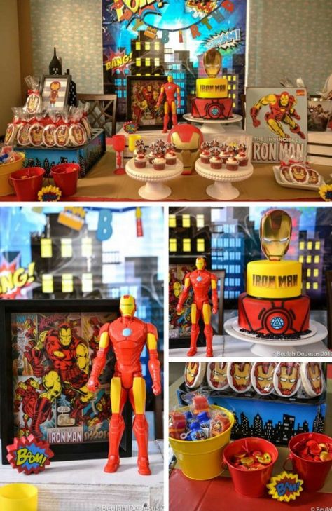 Iron-Man-SUPERHEROES-party Iron Man Theme Birthday Party, Iron Man Birthday Party Ideas, Iron Man Decorations, Ironman Birthday, Iron Man Birthday Party, Iron Man Theme, Birthday Cake Boys, Superheroes Birthday Party, Mens Birthday Party Decorations