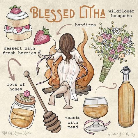 Kitchen Witch Illustration, Water Of Whimsy, Witchy Recipes, Wicca Holidays, Summer Witch, Witchy Cottage, Wiccan Sabbats, Citation Art, Witch Spirituality